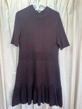 Nicole Miller New York Dress Women's Size Large Brown Mock Neck